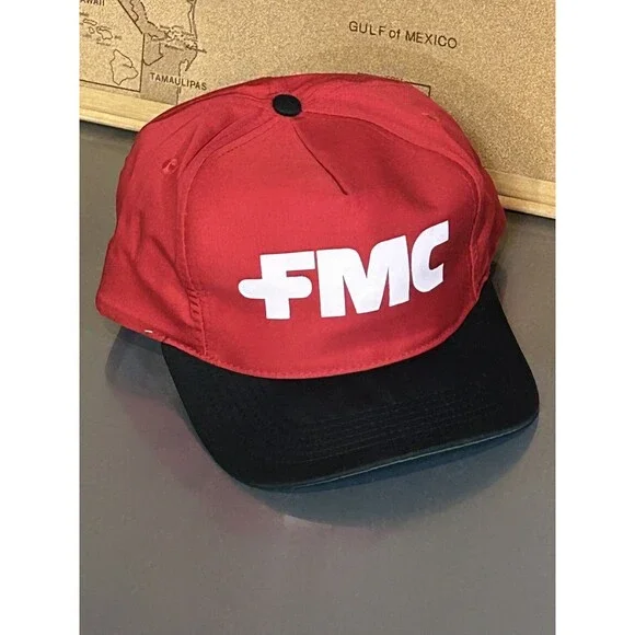 Vintage FMC San Sun Snap Back Baseball Trucker Hat/Cap Red - Picture 7 of 9